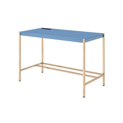 ACME Midriaks Writing Desk, Navy Blue & Gold Finish FredCo