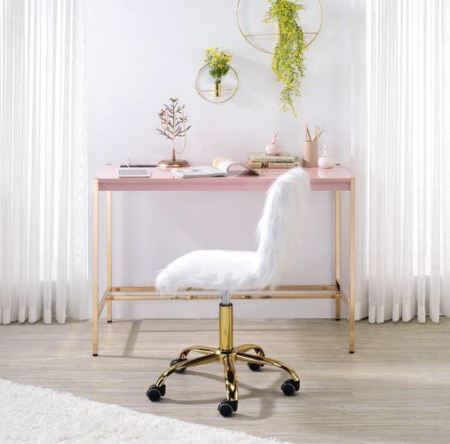 ACME Midriaks Writing Desk, Pink & Gold Finish FredCo