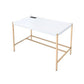 ACME Midriaks Writing Desk, White & Gold Finish FredCo