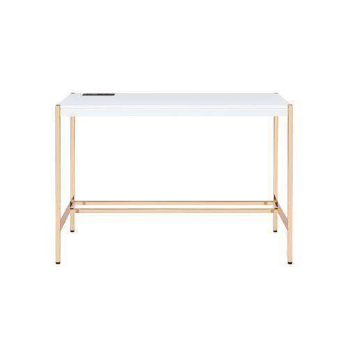 ACME Midriaks Writing Desk, White & Gold Finish FredCo