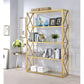 ACME Milavera Bookshelf, Gold & Clear Glass 92460 FredCo