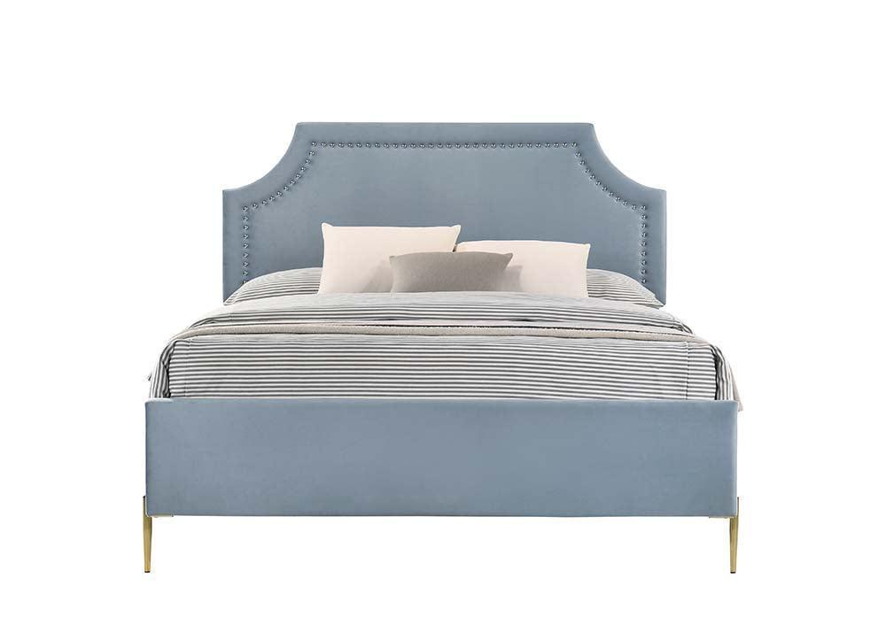 ACME Milla Queen Bed, Light Blue Velvet FredCo