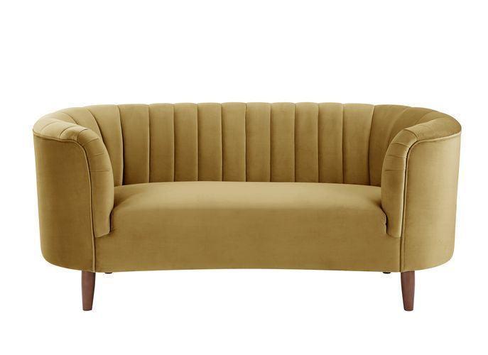 ACME Millephri Loveseat , Olive Yellow Velvet FredCo