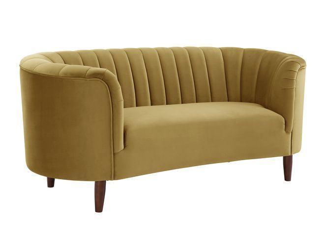 ACME Millephri Loveseat , Olive Yellow Velvet FredCo