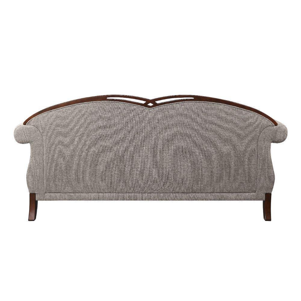 ACME Miyeon Sofa w/5 Pillows, Fabric & Cherry FredCo