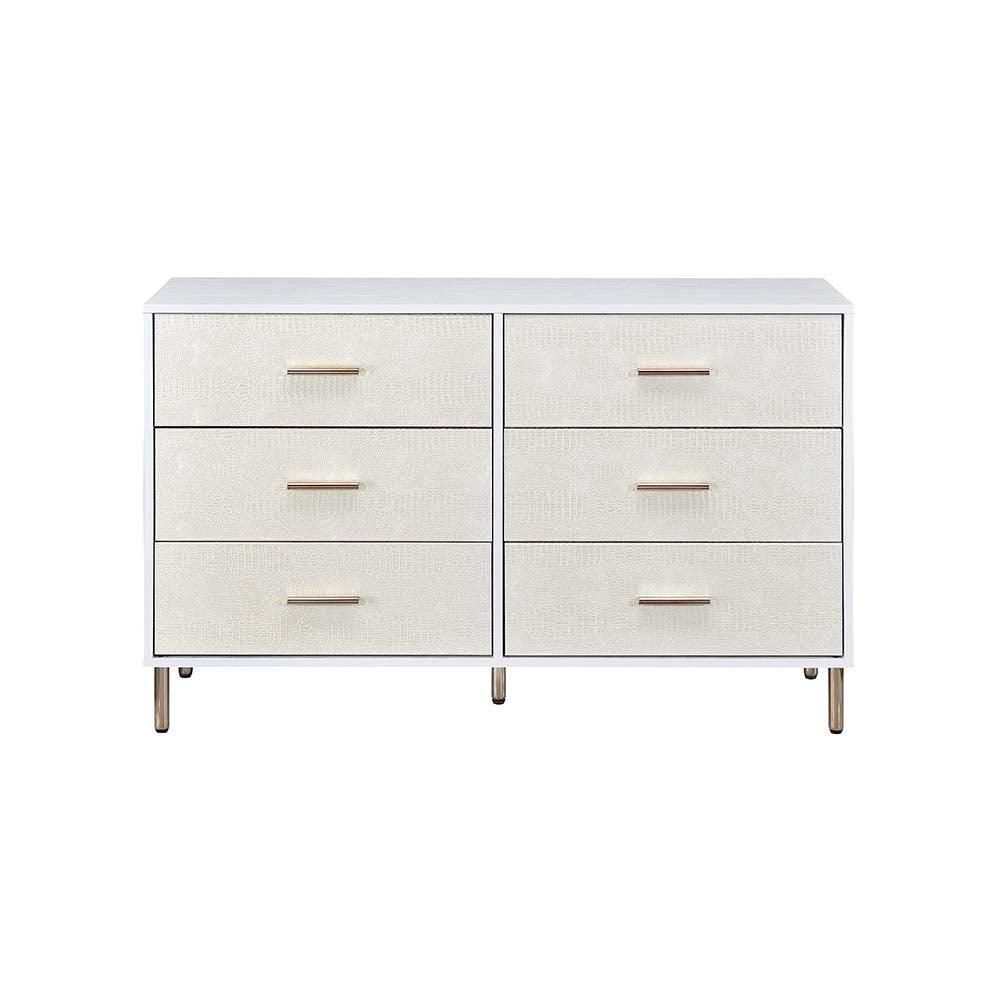 ACME Myles Dresser, White, Champagne & Gold Finish FredCo