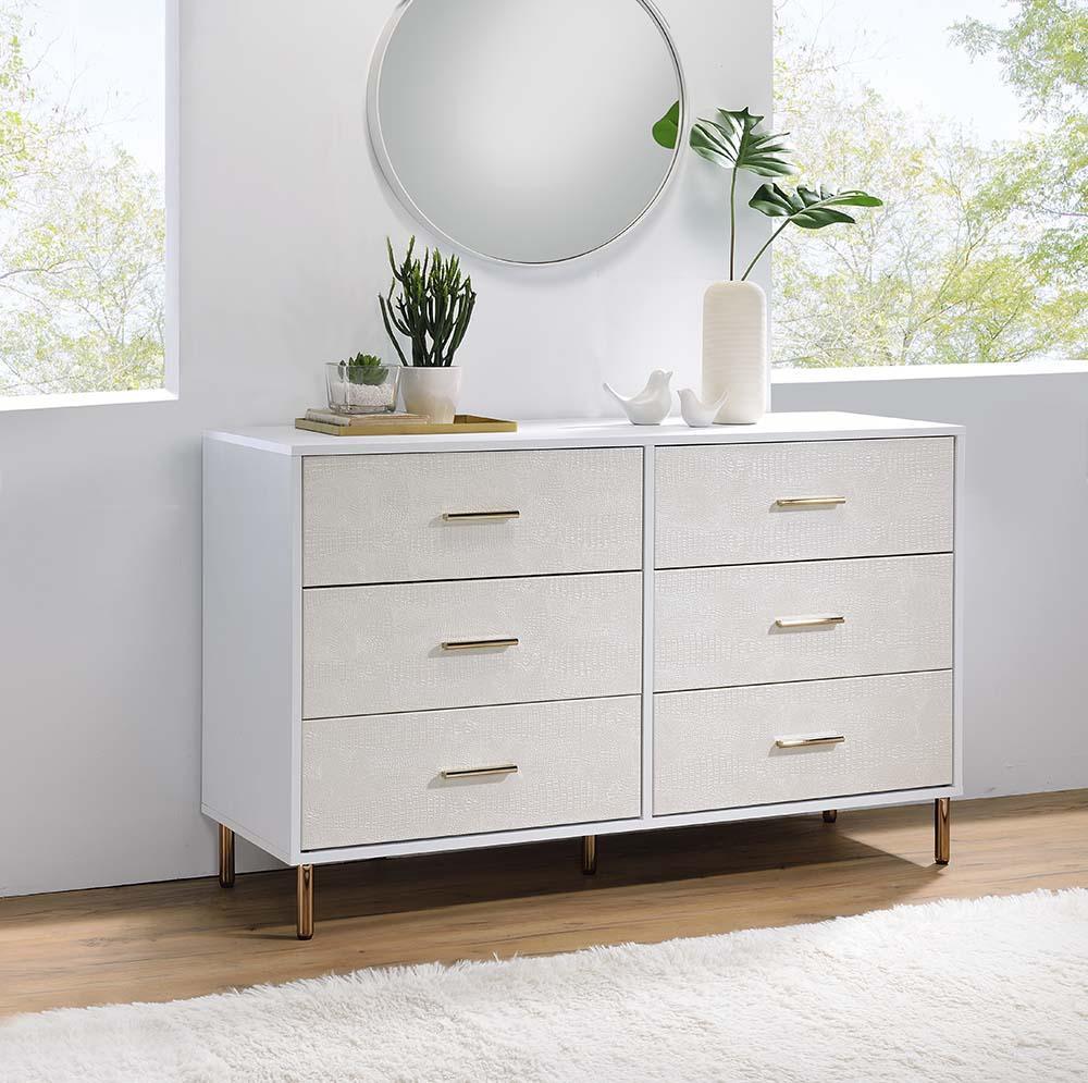 ACME Myles Dresser, White, Champagne & Gold Finish FredCo