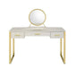 ACME Myles Vanity Set w/USB Port, Antique White & Champagne Finish FredCo