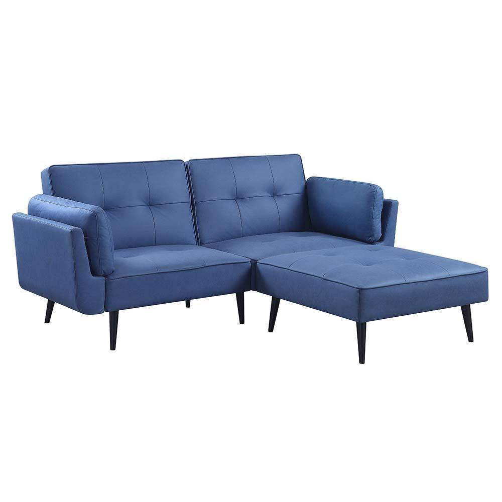 ACME Nafisa Adjustable Sofa & Ottoman, Blue Fabric FredCo