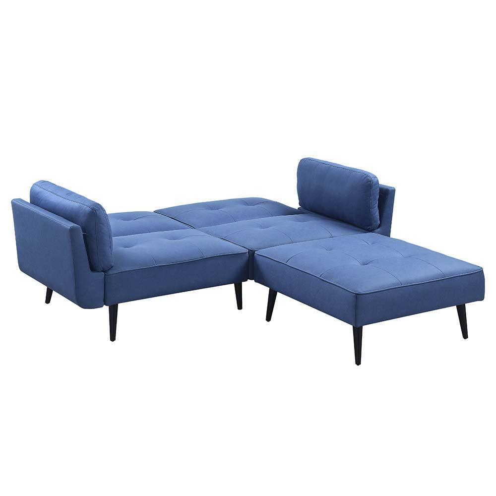 ACME Nafisa Adjustable Sofa & Ottoman, Blue Fabric FredCo