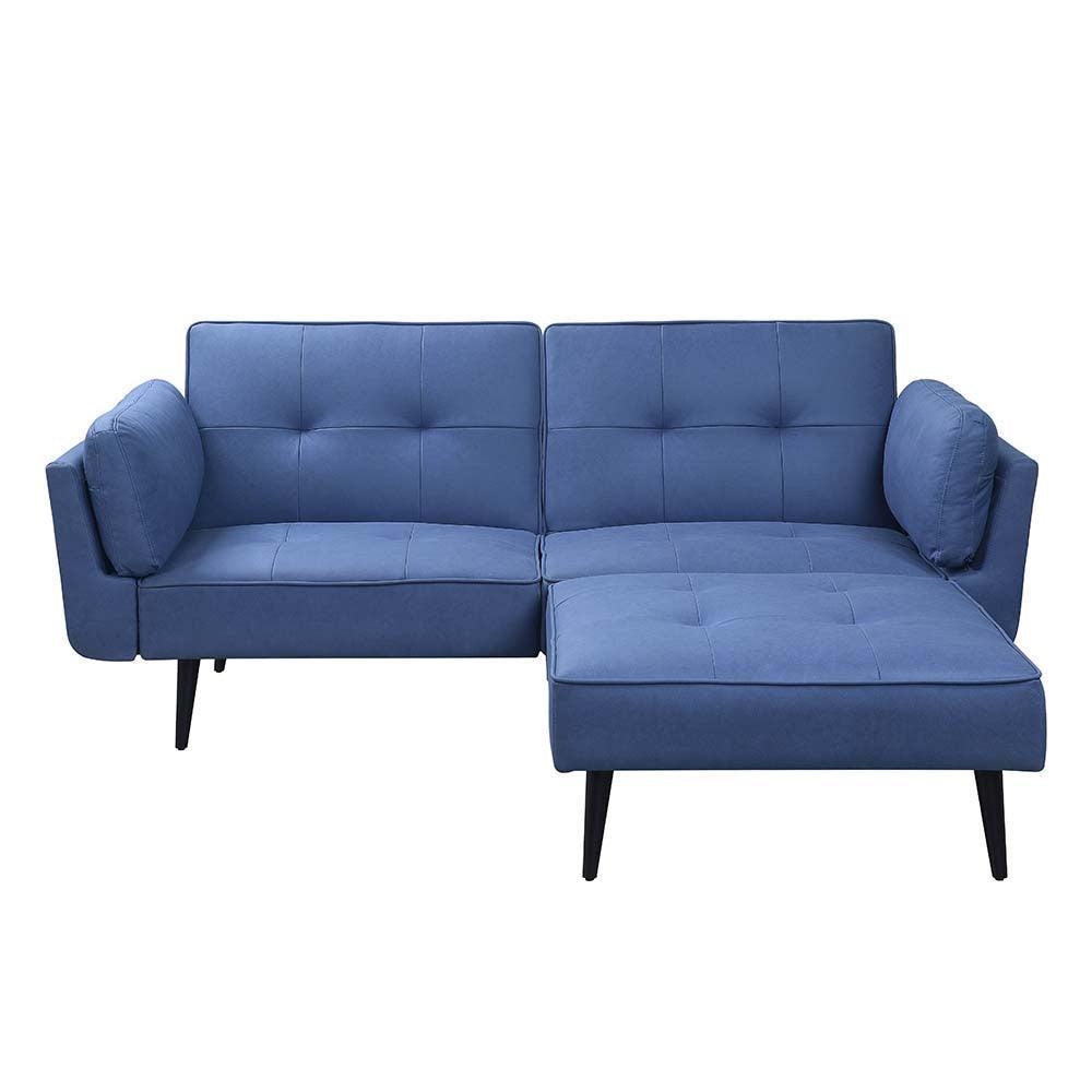 ACME Nafisa Adjustable Sofa & Ottoman, Blue Fabric FredCo