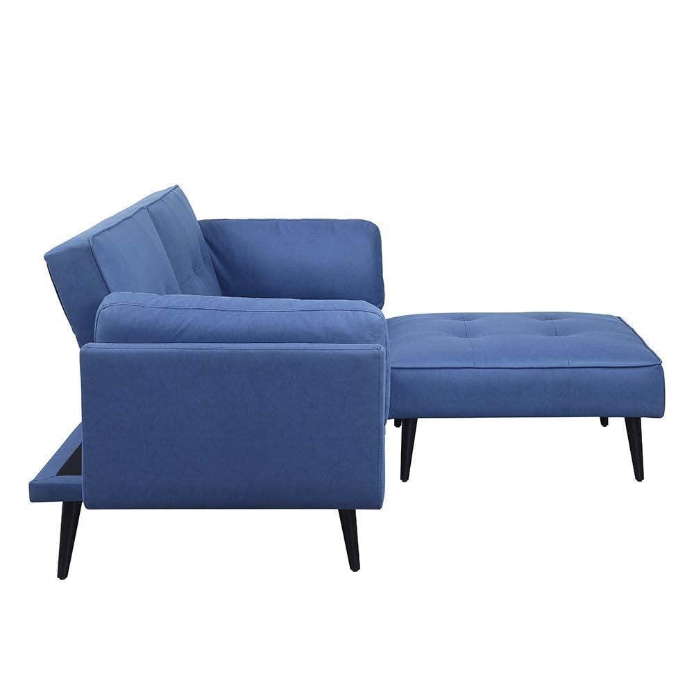 ACME Nafisa Adjustable Sofa & Ottoman, Blue Fabric FredCo