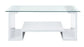 ACME Nevaeh Coffee Table, Clear Glass & White High Gloss Finish FredCo