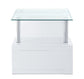 ACME Nevaeh End Table, Clear Glass & White High Gloss Finish FredCo