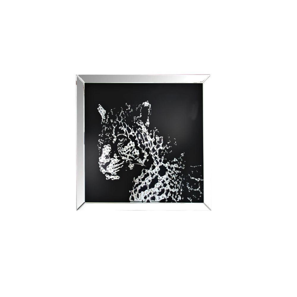 ACME Nevina Wall Art, Mirrored & Crystal Leopard FredCo