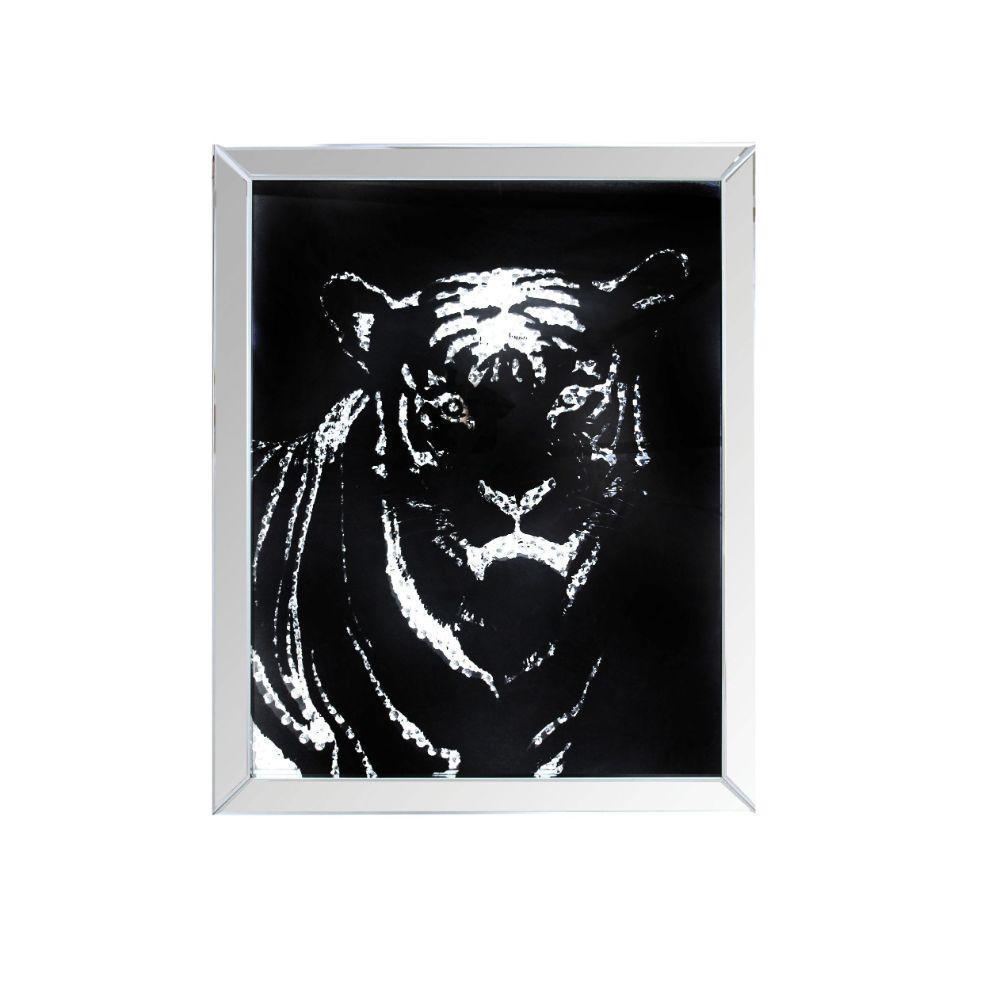 ACME Nevina Wall Art, Mirrored & Crystal Tiger FredCo