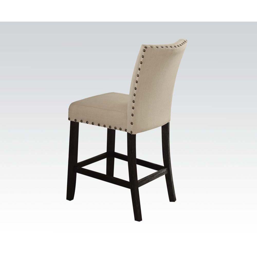 ACME Nolan Counter Height Chair (Set-2), Linen & Salvage Dark Oak FredCo