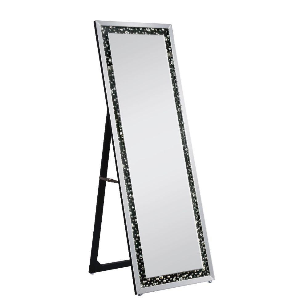 ACME Noor Accent Mirror (Floor), Mirrored & Faux GemStones FredCo