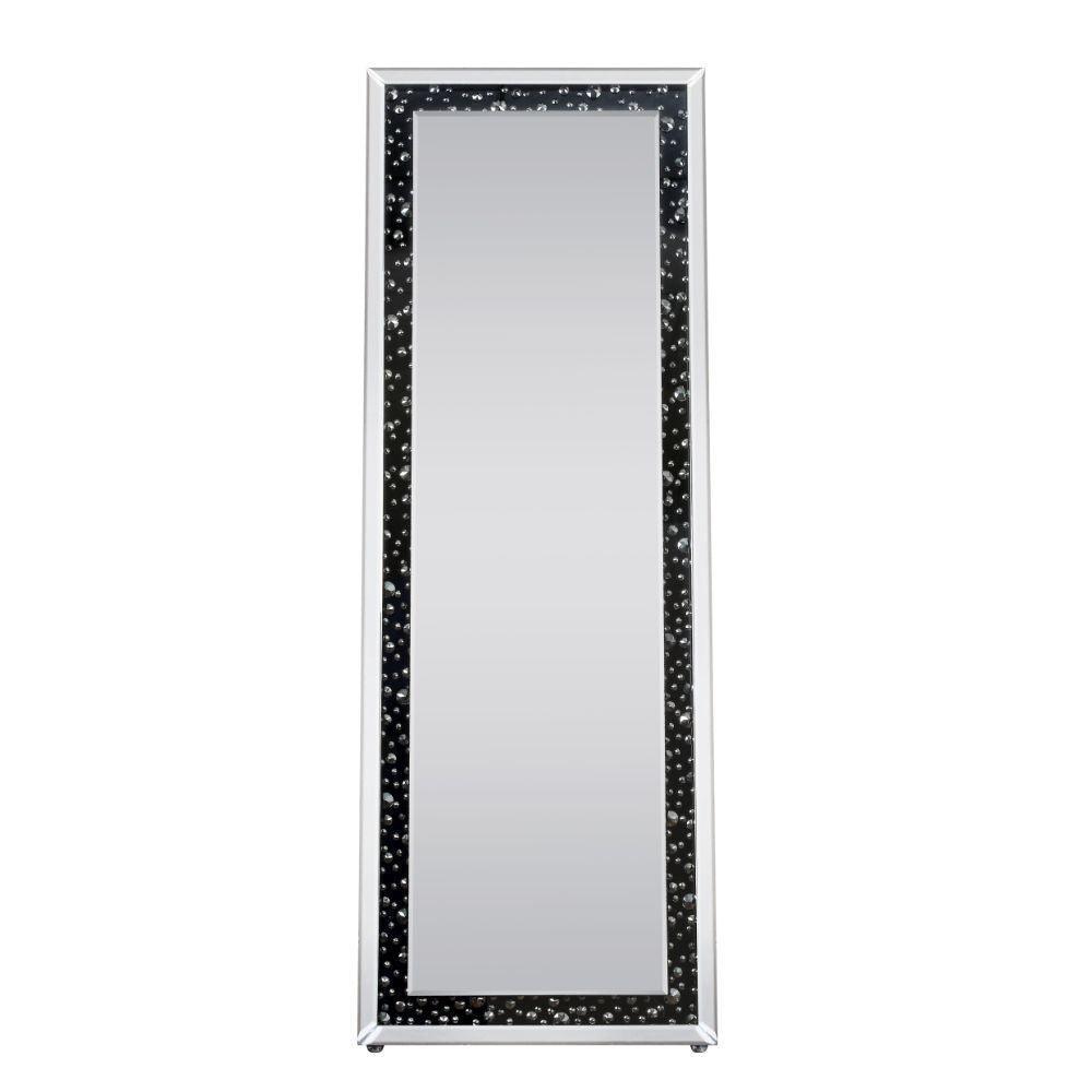 ACME Noor Accent Mirror (Floor), Mirrored & Faux GemStones FredCo