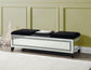 ACME Noralie Bench + storage, Mirrored & Faux Diamonds FredCo