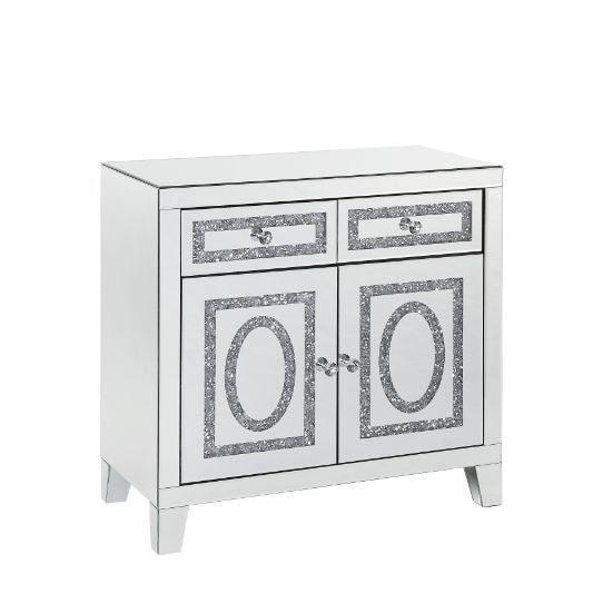 ACME Noralie Cabinet, Mirrored & Faux Diamonds FredCo