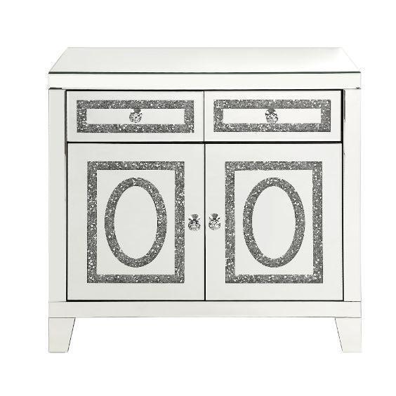 ACME Noralie Cabinet, Mirrored & Faux Diamonds FredCo