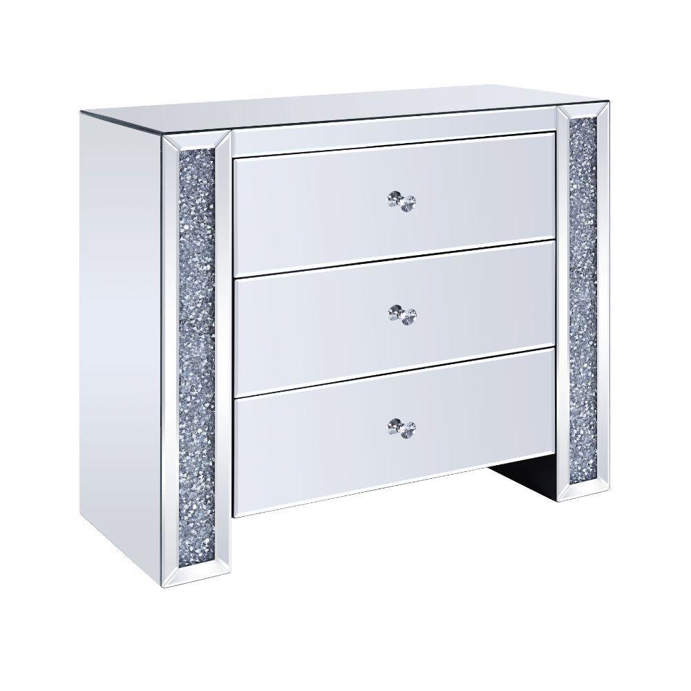 ACME Noralie Console Table, Mirrored & Faux Diamonds FredCo