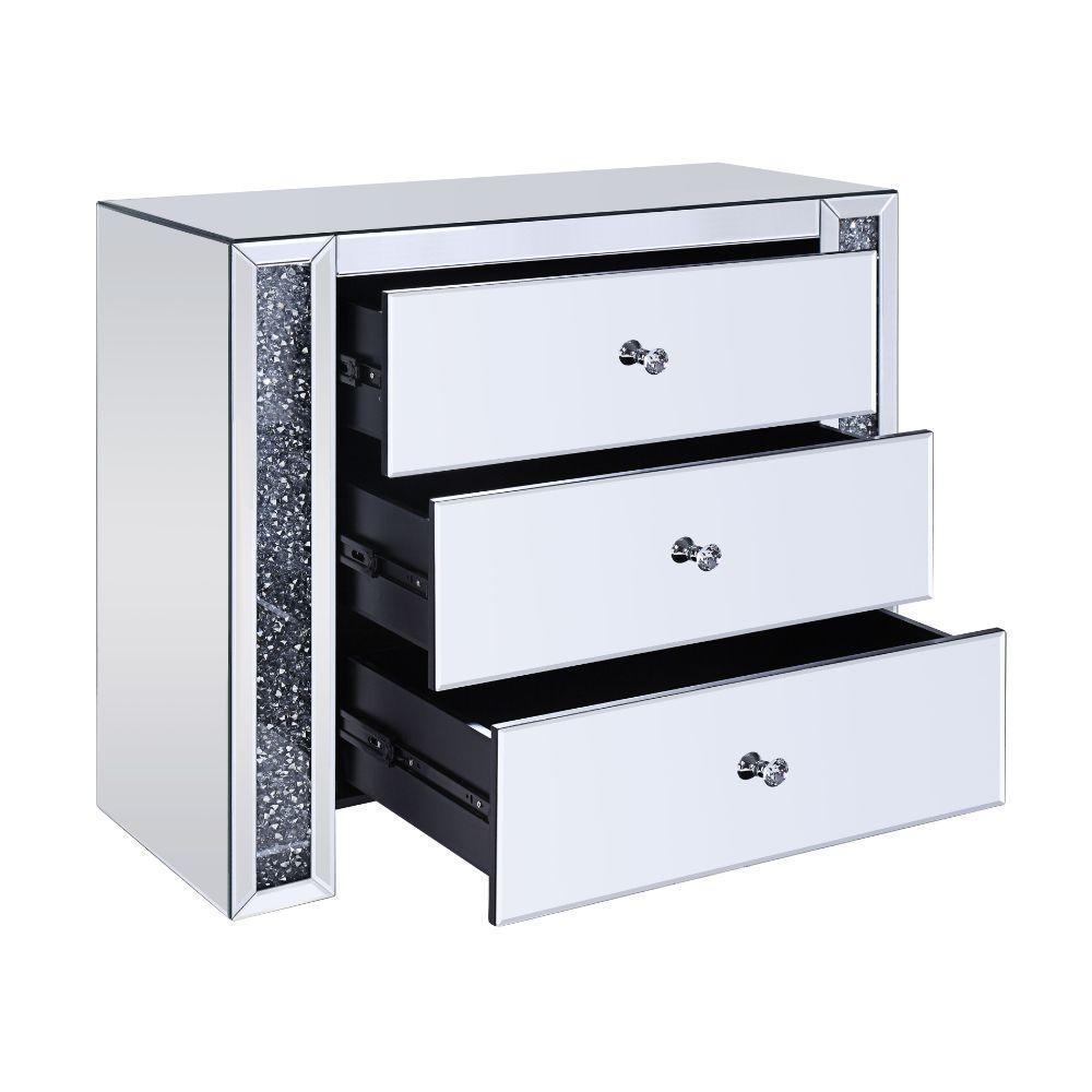 ACME Noralie Console Table, Mirrored & Faux Diamonds FredCo