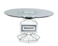 ACME Noralie Dining Table, Clear Glass, Mirrored & Faux Diamond FredCo
