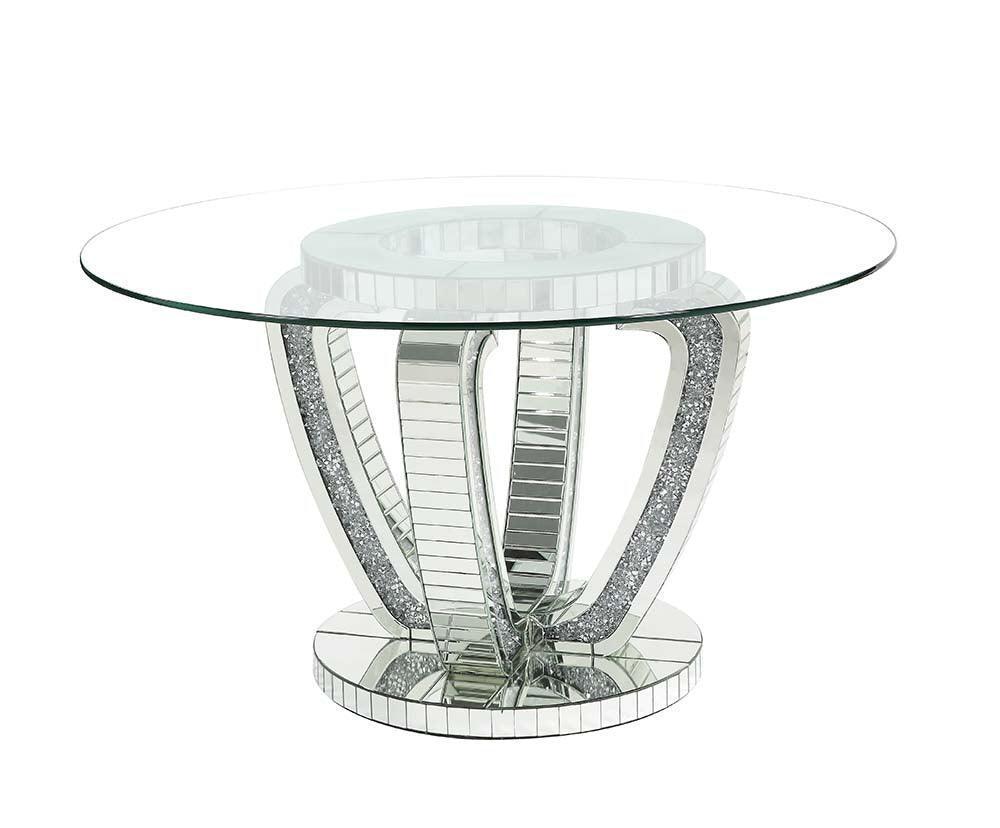 ACME Noralie Dining Table, Faux & Mirrored Diamond FredCo