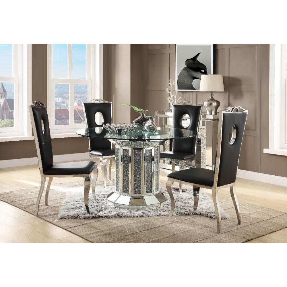 ACME Noralie Dining Table, Mirrored & Faux FredCo