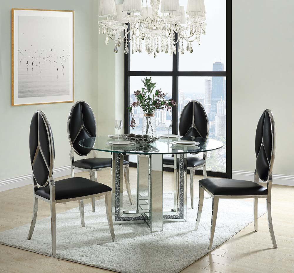 ACME Noralie Dining Table, Mirrored & Faux Diamond FredCo