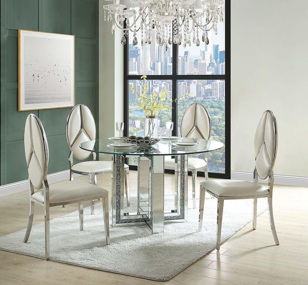ACME Noralie Dining Table, Mirrored & Faux Diamond FredCo