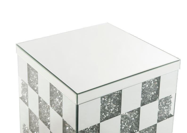 ACME Noralie End Table, Mirrored & Faux Diamonds 2 FredCo