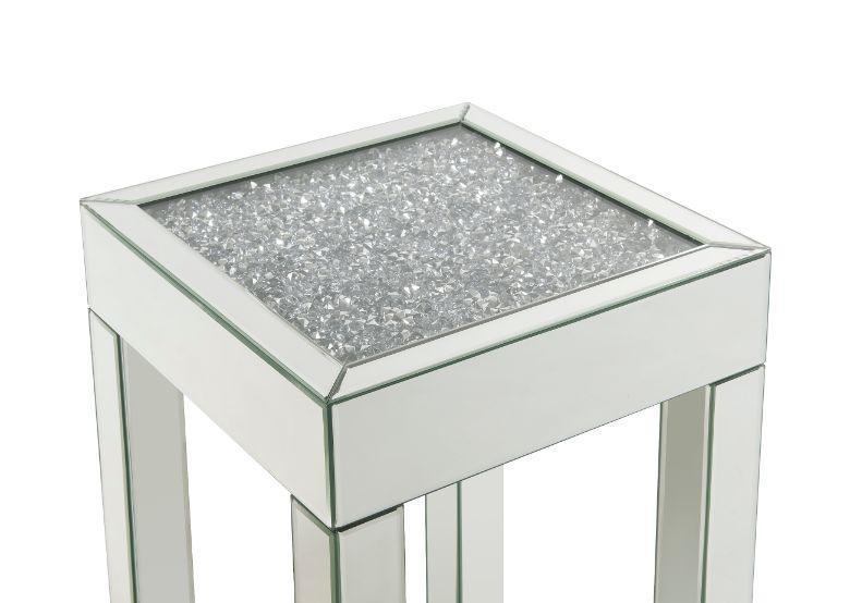 ACME Noralie End Table, Mirrored & Faux Diamonds2 FredCo