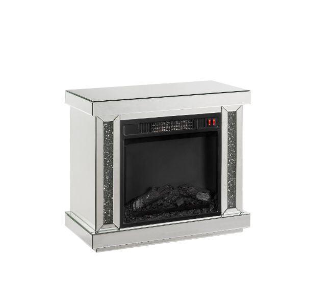 ACME Noralie Fireplace, LED, Mirrored & Faux Diamonds FredCo