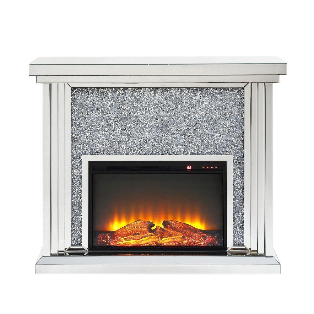 ACME Noralie Fireplace, Mirrored & Faux Diamonds6 FredCo
