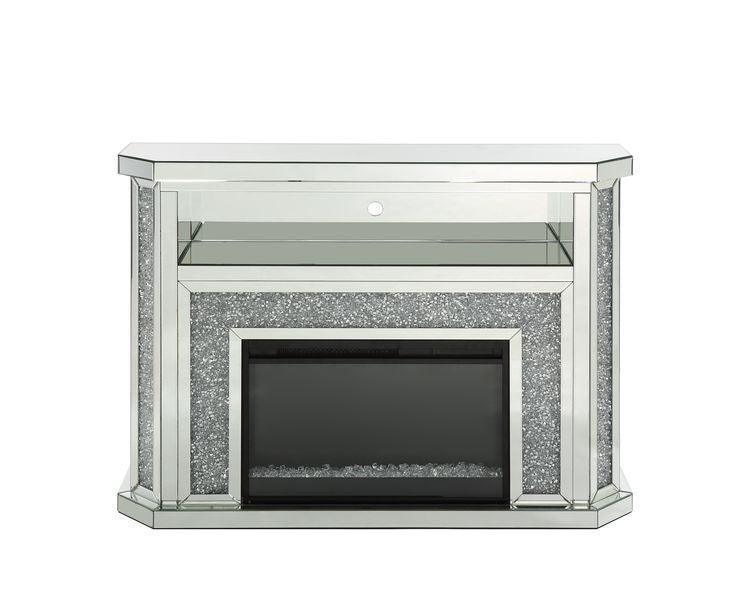 ACME Noralie Fireplace w/LED, Mirrored & Faux Diamonds4 FredCo