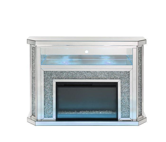 ACME Noralie Fireplace w/LED, Mirrored & Faux Diamonds4 FredCo