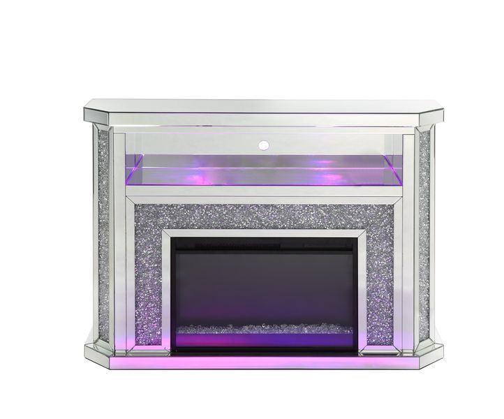 ACME Noralie Fireplace w/LED, Mirrored & Faux Diamonds4 FredCo