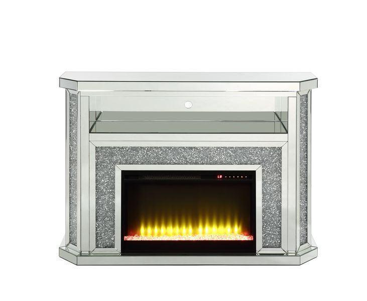 ACME Noralie Fireplace w/LED, Mirrored & Faux Diamonds4 FredCo