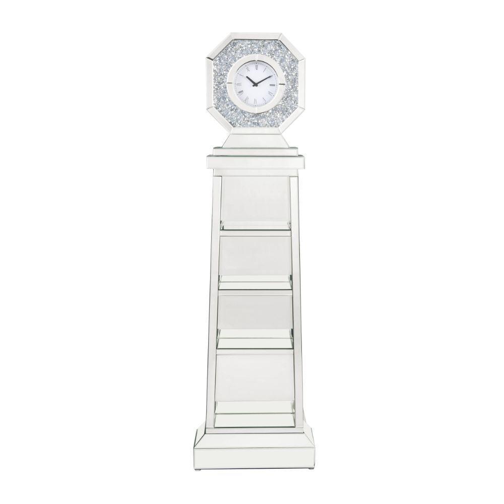 ACME Noralie Grandfather Clock, Mirrored w/Faux Diamonds FredCo