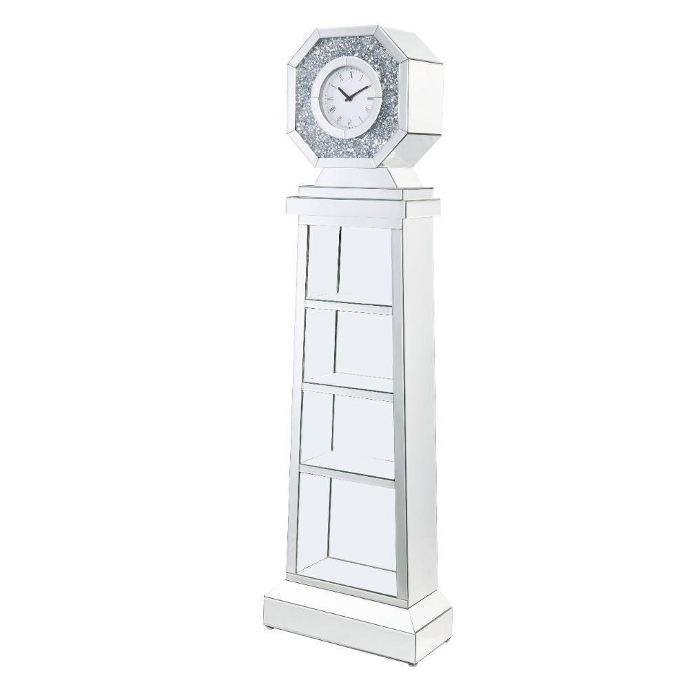 ACME Noralie Grandfather Clock, Mirrored w/Faux Diamonds FredCo
