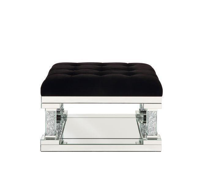 ACME Noralie Ottoman, Mirrored & Faux Diamonds FredCo