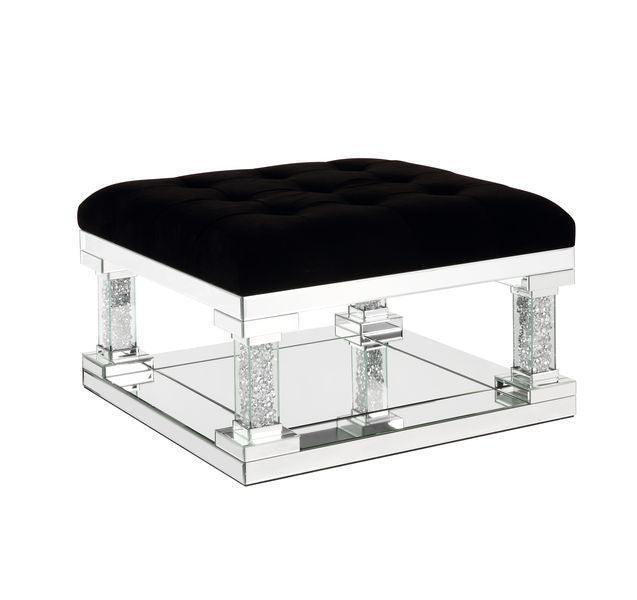 ACME Noralie Ottoman, Mirrored & Faux Diamonds FredCo