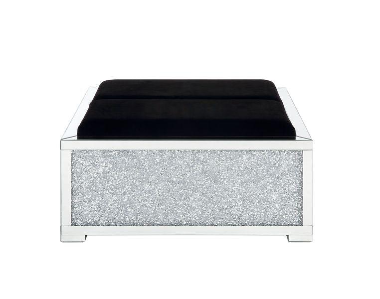 ACME Noralie Ottoman W/Storage, Mirrored & Faux Diamonds FredCo