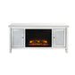 ACME Noralie TV Stand Fireplace, Mirrored & Faux Diamonds FredCo