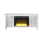 ACME Noralie TV Stand Fireplace, Mirrored & Faux Diamonds FredCo