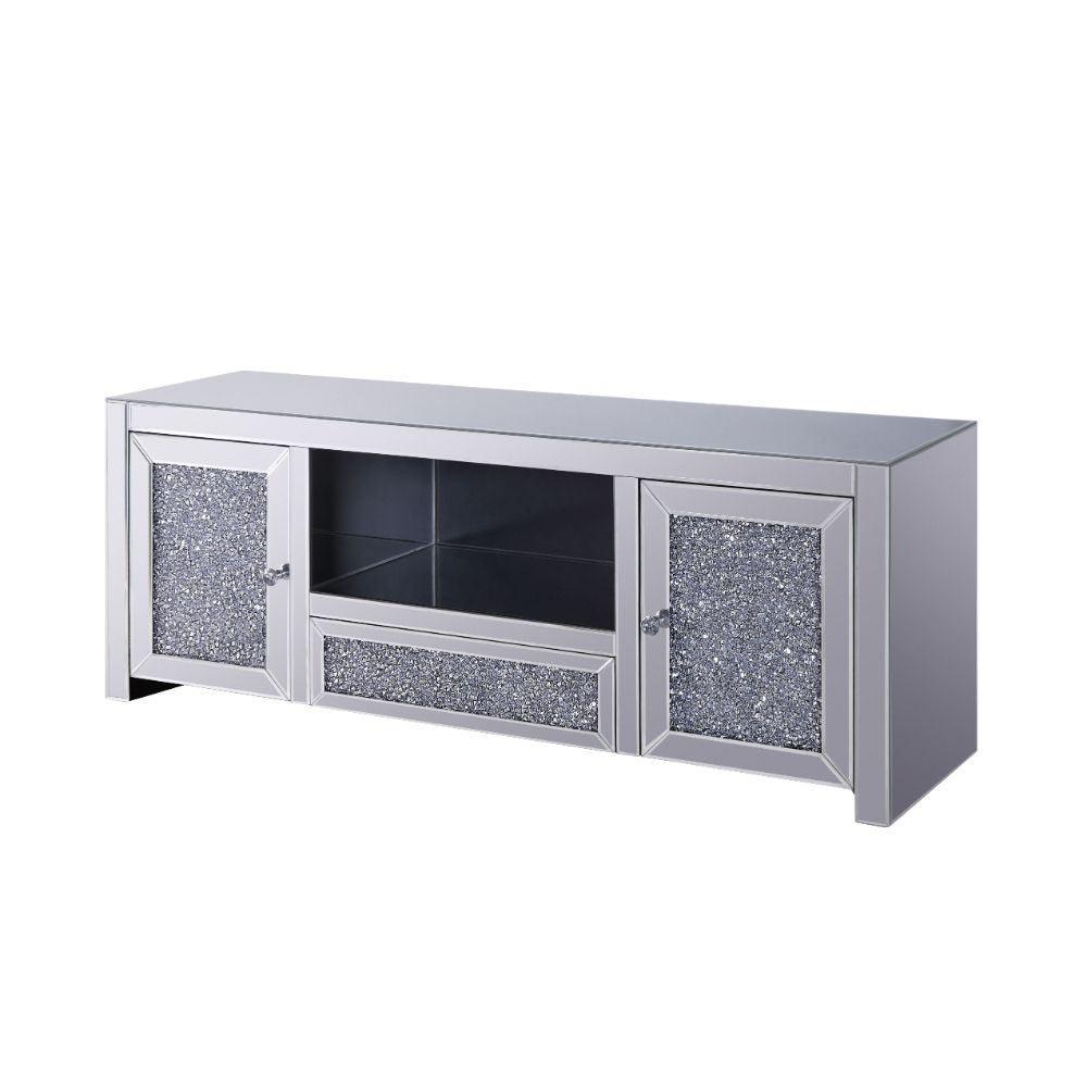 ACME Noralie TV Stand, Mirrored & Faux Diamonds FredCo