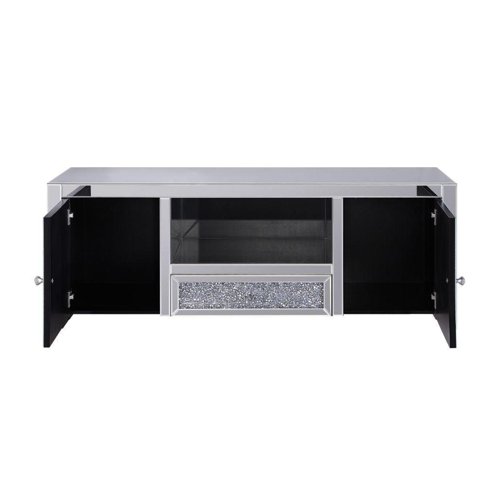 ACME Noralie TV Stand, Mirrored & Faux Diamonds FredCo